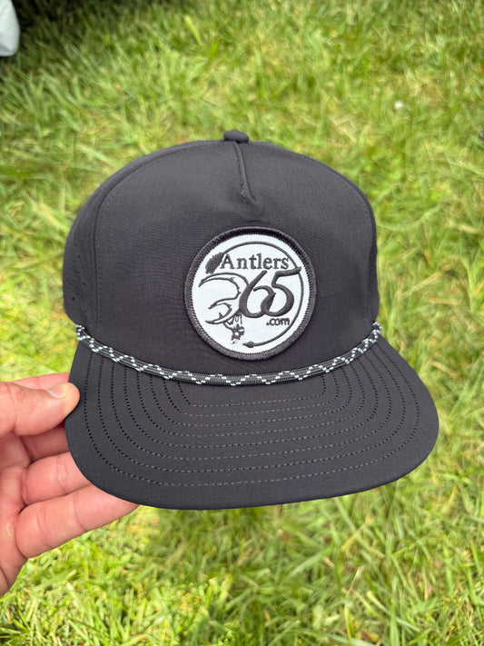 Black Performance Golf Rope  hat w/ Antlers Embroidered patch
