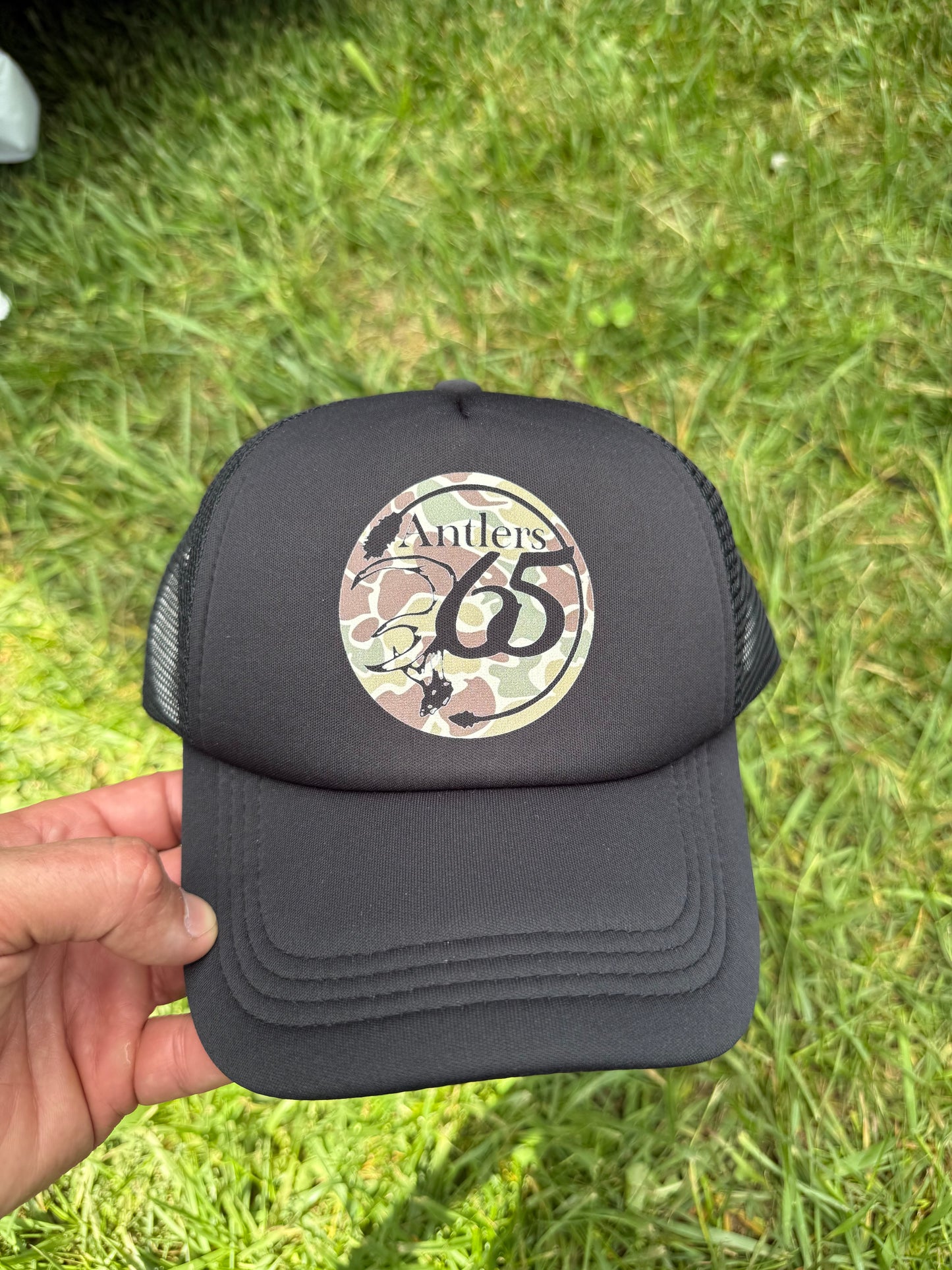 Foamy Black Old School Camo Logo Hat