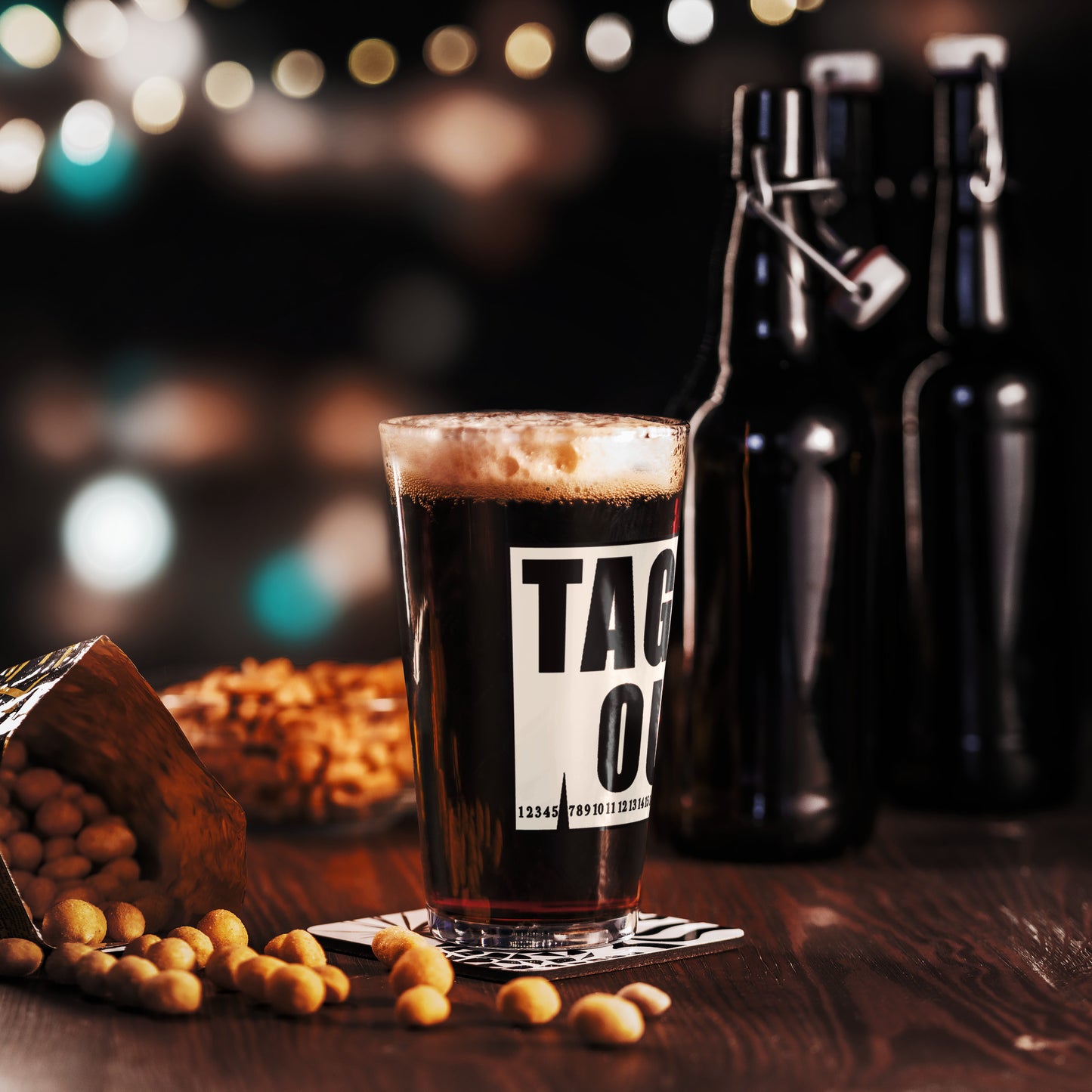 Tagged Out Pint Glass