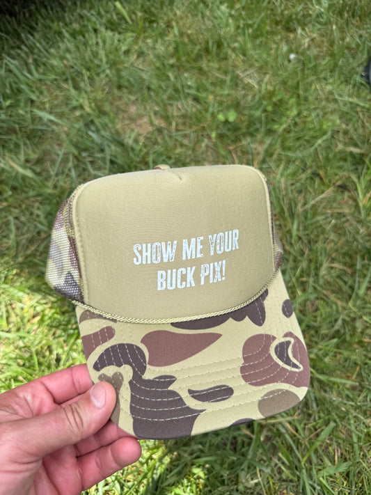 Foamy Tan Rope Hat  w/ “Show Me Your Buck Pics” Logo