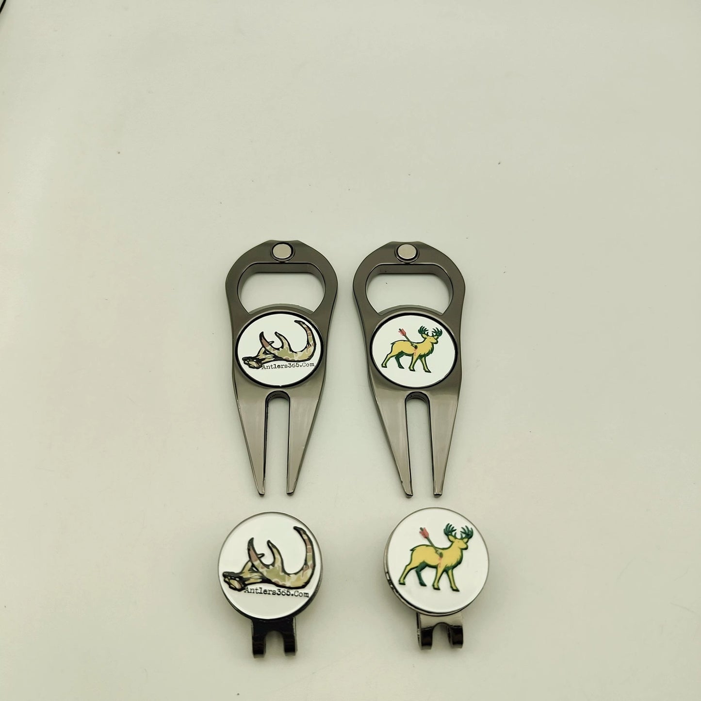 "Antlers 365 OG camo antler and Pin Placement Buck ball marker divot tools"
