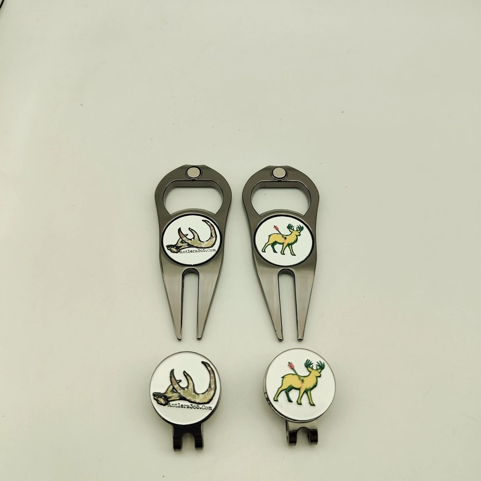 "Antlers 365 OG camo antler and Pin Placement Buck ball marker divot tools"
